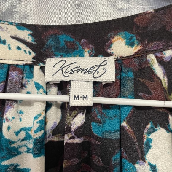 KISMET Black, White, & Blue Floral Dress Formal/Workwear Lined Sz M - Picture 2 of 7